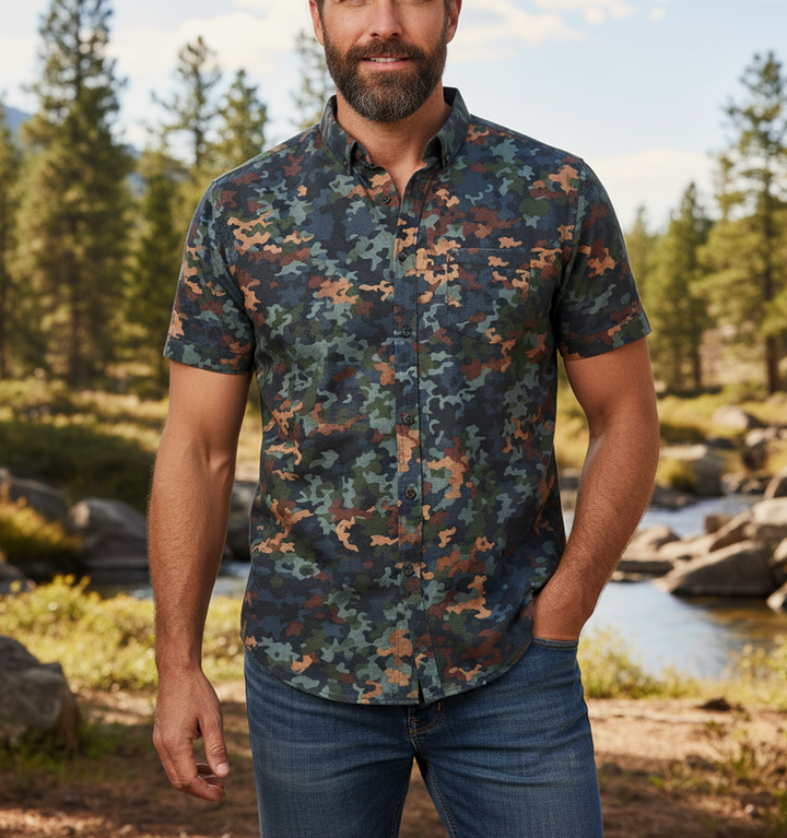 Pebbles camo Mens Button Down
